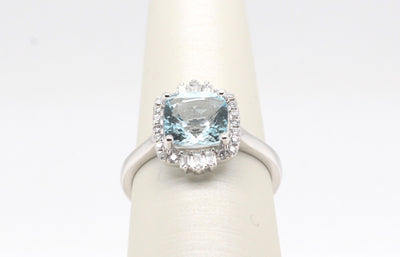 14KW Aquamarine and Diamond Ring