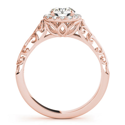 14K Rose Gold 5/8 ct tw Halo Diamond Engagement Ring