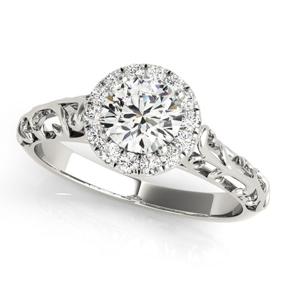 18K White Gold 5/8 ct tw Halo Diamond Engagement Ring