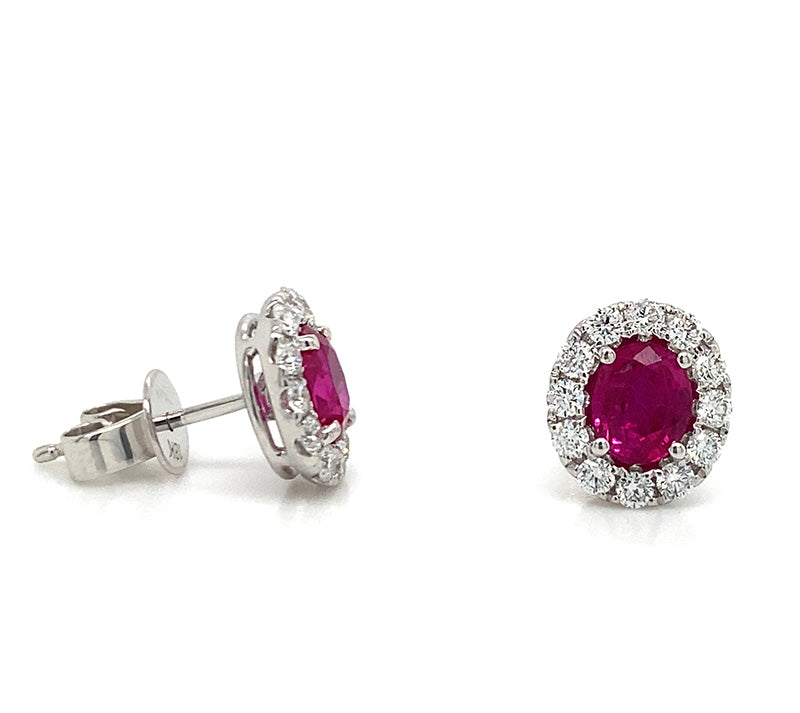18KW 1.12 Cttw Ruby and Diamond Earrings with .45 Cttw in Diamonds image