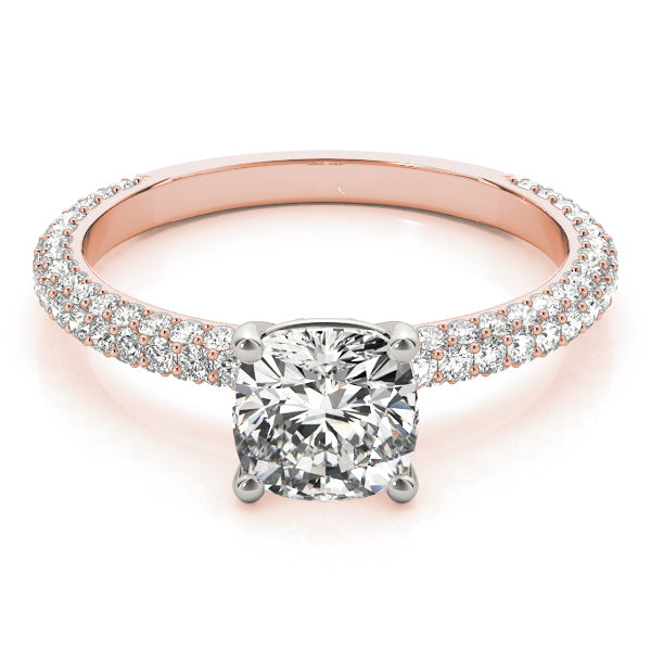PAVE ENGAGEMENT RING WITH CUSHION HEAD