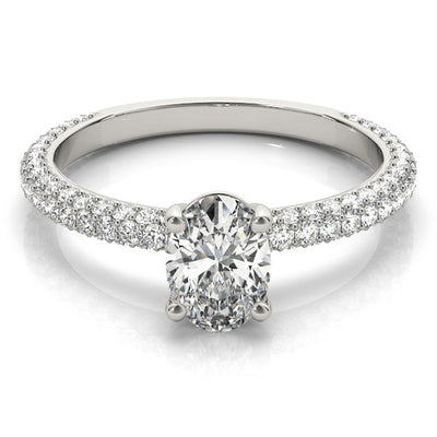 PAVE ENGAGEMENT RING WITH OVAL CENTER