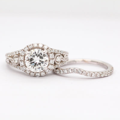 14KW 1.71 CTTW DIAMOND WEDDING SET 1.04 CT CTR H-SI1 N1100
