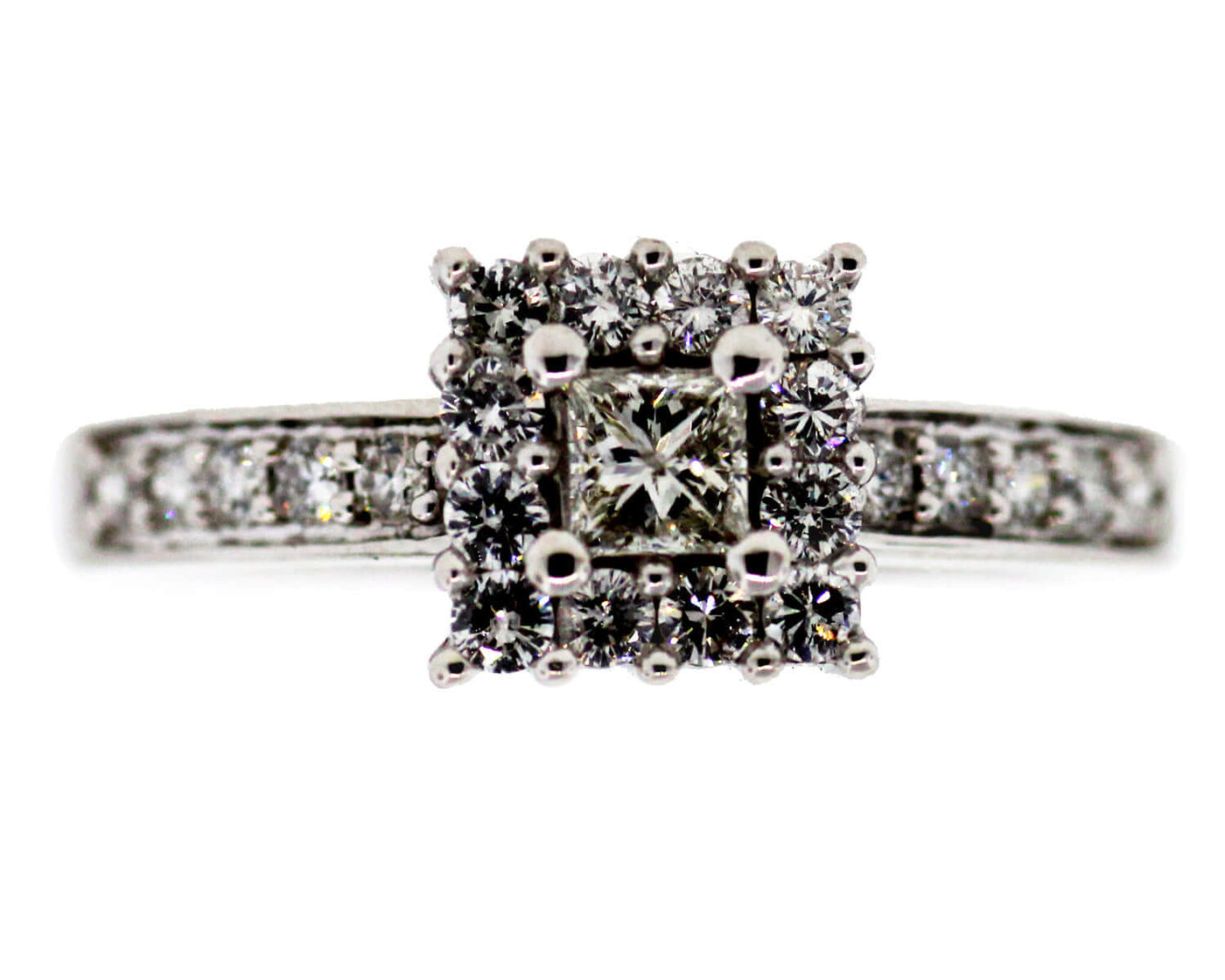 14KW 3/4CTTW DIAMOND CLUSTER ENGAGEMENT RING, 1/4CT PC CTR