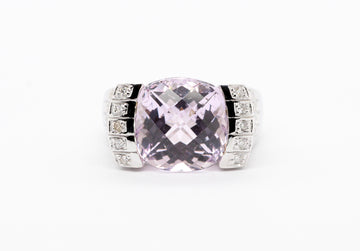 14Kw 7.01 CT Kunzite And Diamond Ring, 1.00 CTTW H-SI2