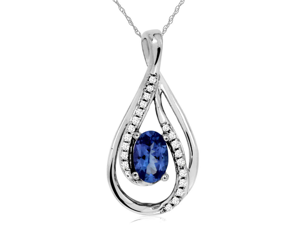 14KW .50 CT TANZANITE AND DIAMOND PENDANT .08 CTTW