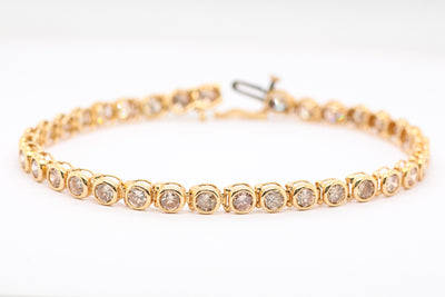 14K Yellow Gold Bracelet with 9.00 Carat Total Weight Chocolate Diamonds