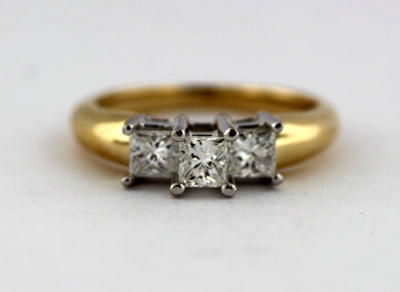 Estate14Ky 1.02 Cttw Diamond Princess Cut 3 Stone Ring H-I1