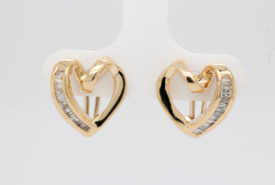 14KY .50 Cttw Diamond Heart Earrings