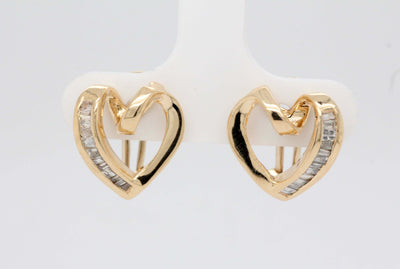 14KY .50 Cttw Diamond Heart Earrings