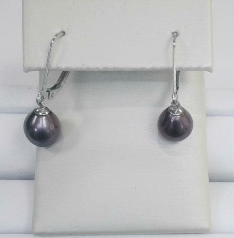 SS rhodium plated 8-9 mm black fwc pearls