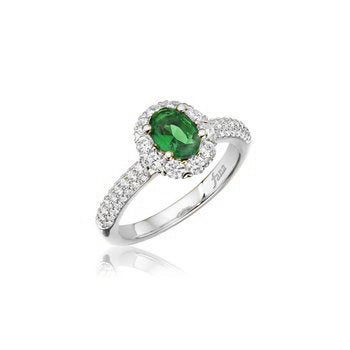 14KW .80 Ct Emerald And Diamond Ring