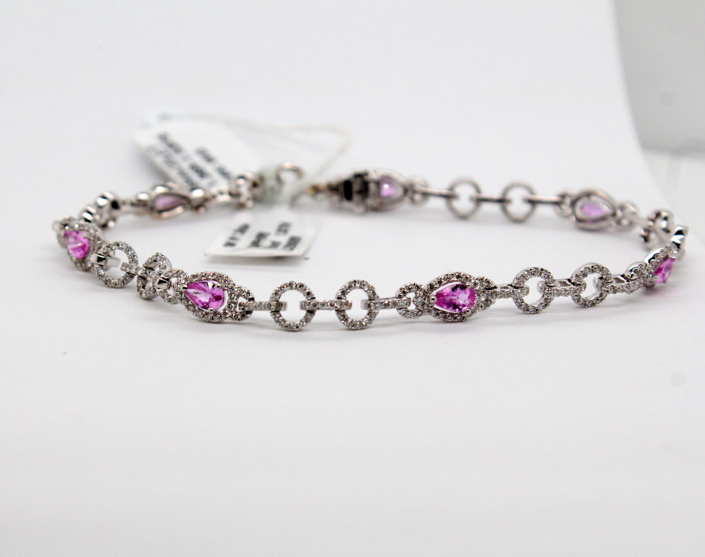 18KW 1.53 Cttw Pink Sapphire and 1.36 Cttw Diamond Bracelet