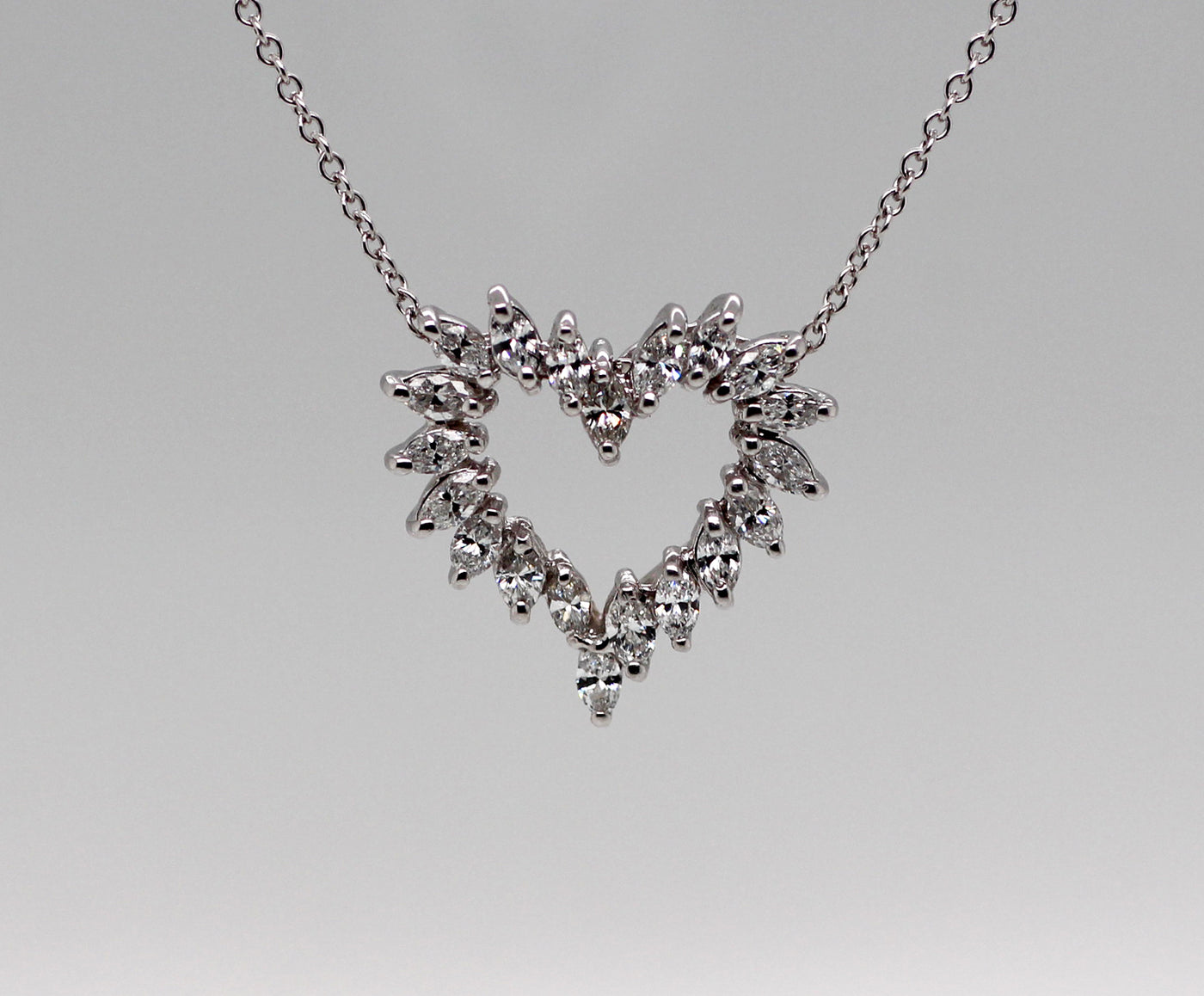 14KW 1.02 CTTW DIAMOND MARQUISE HEART PENDANT H-SI2