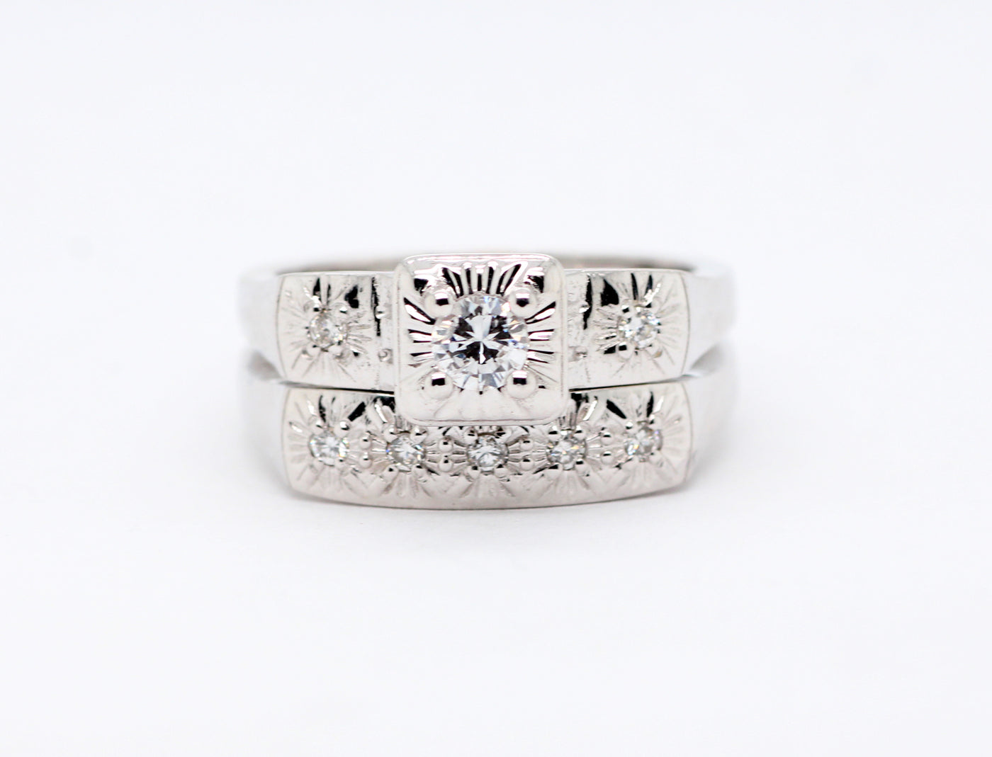 Estate 14KW .29 Cttw Diamond Wedding Set