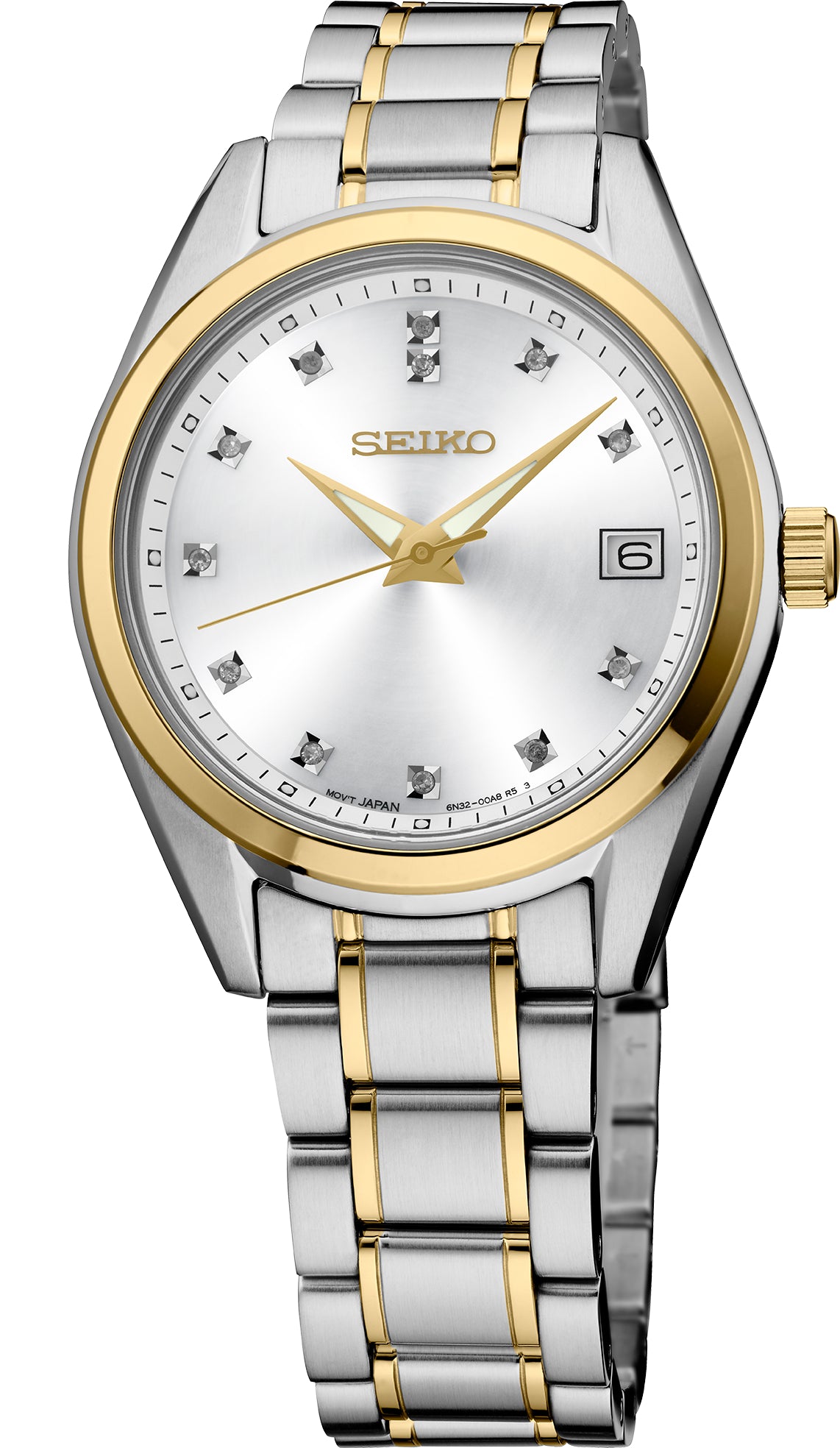 Ladies Seiko SRZ552 Diamond Two Tone Quartz Silver Diamond Watch