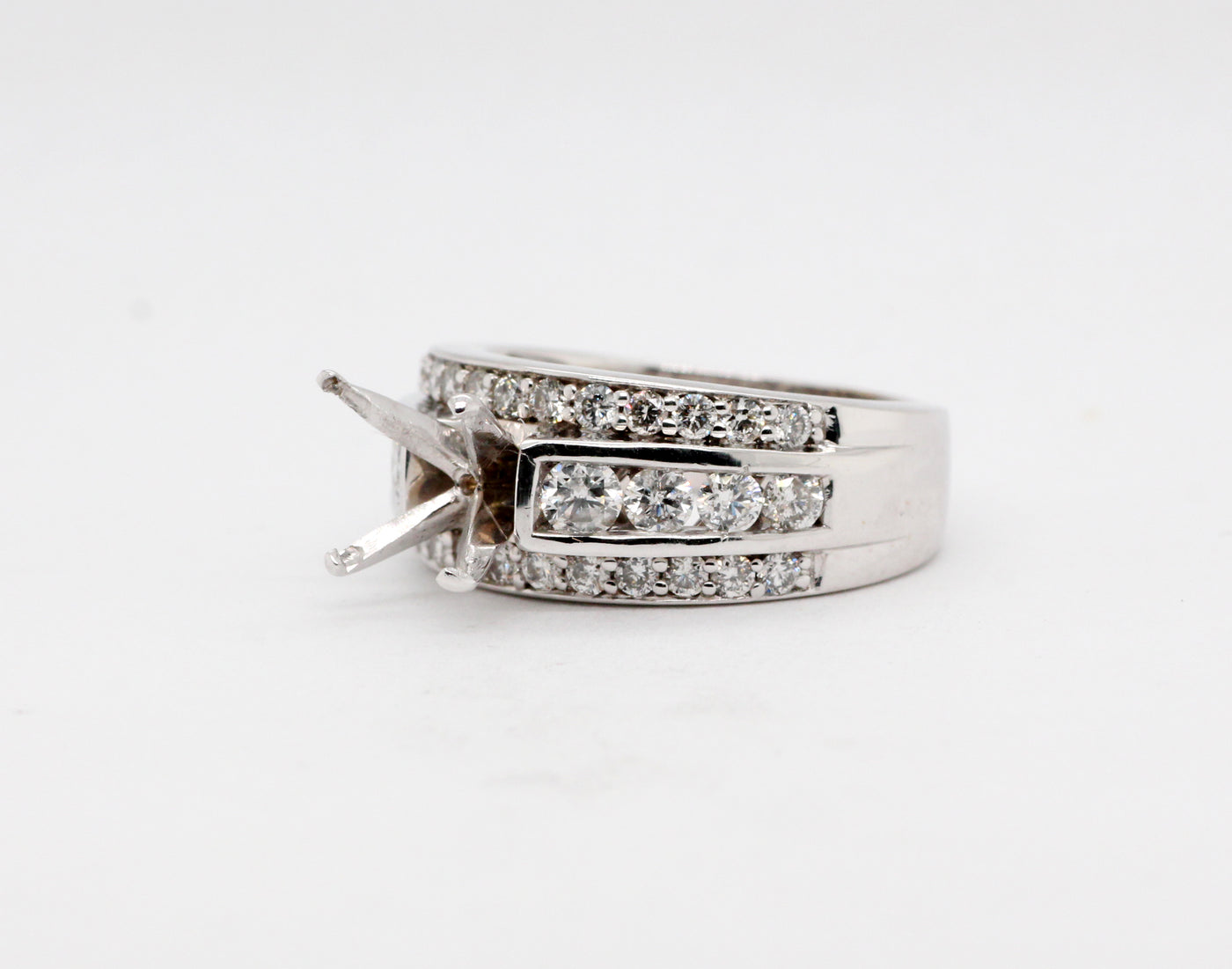 14K White 1.50 Cttw Diamond Semi Mount Ring