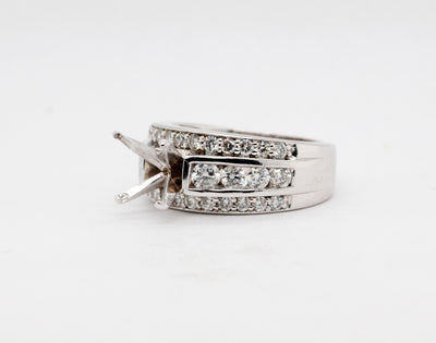14K White 1.50 Cttw Diamond Semi Mount Ring