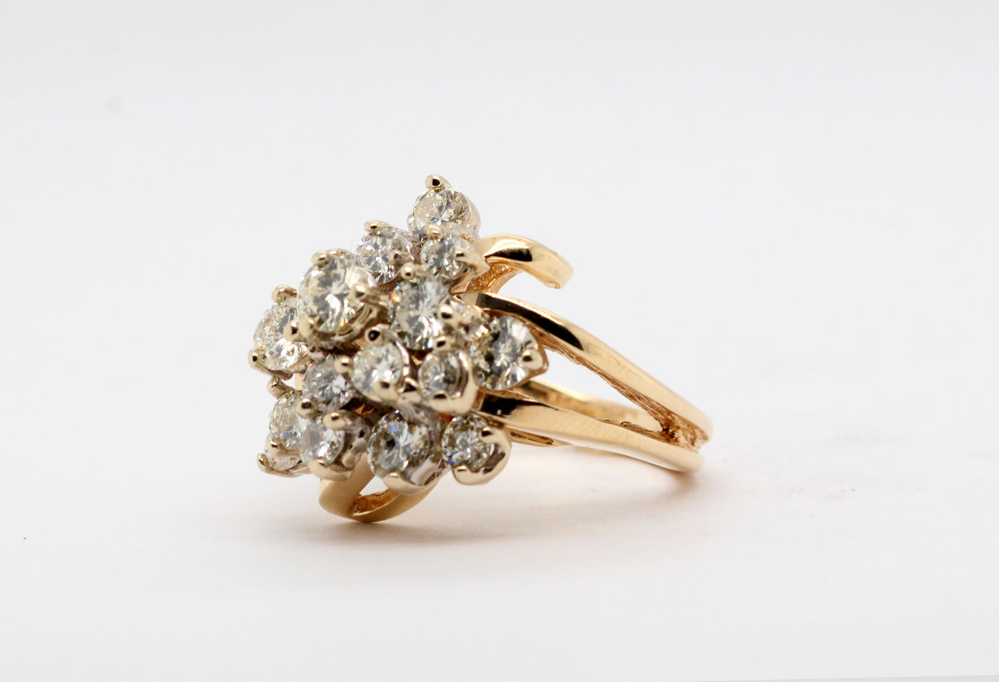 Estate 14KTT 2.00 Cttw Diamond Cluster Ring