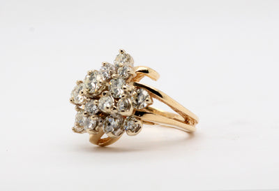 Estate 14KTT 2.00 Cttw Diamond Cluster Ring