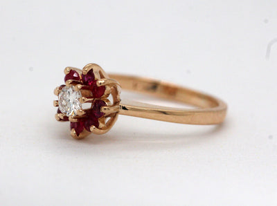 Estate 14KY .16 Cttw Ruby and .18 Ct Diamond Ring