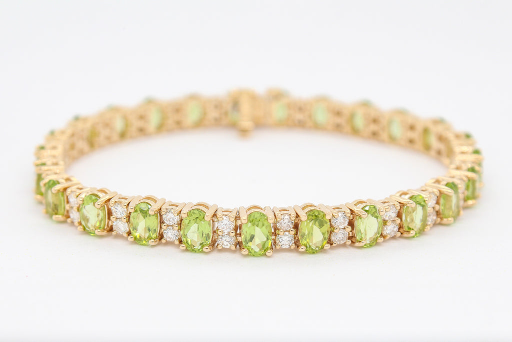 14KY 12.70 CTTW PERIDOT AND DIAMOND BRACELET 2.30 CTTW Colored Stone Bracelets in Dallas TX Fullers Jewelry