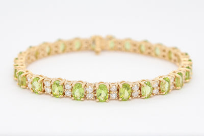 14KY 12.70 CTTW PERIDOT AND DIAMOND BRACELET, 2.30 CTTW image