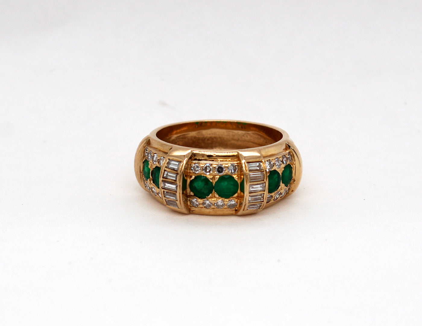 Estate 14KY .75 Cttw Emerald and .50 Cttw Diamond Ring G in Color and