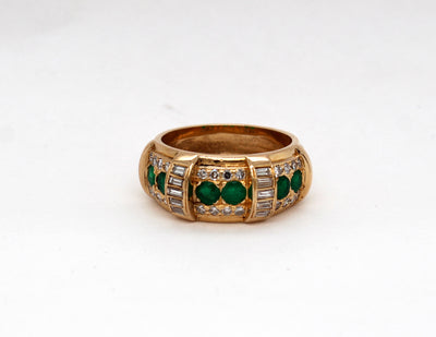 Estate 14KY .75 Cttw Emerald and .50 Cttw Diamond Ring G in Color and