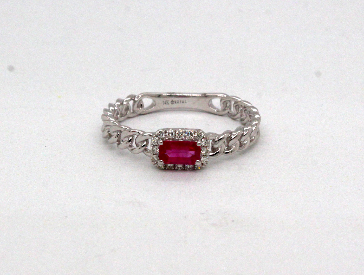 14KW .35 Ct Ruby and .07 Cttw Diamond Ring