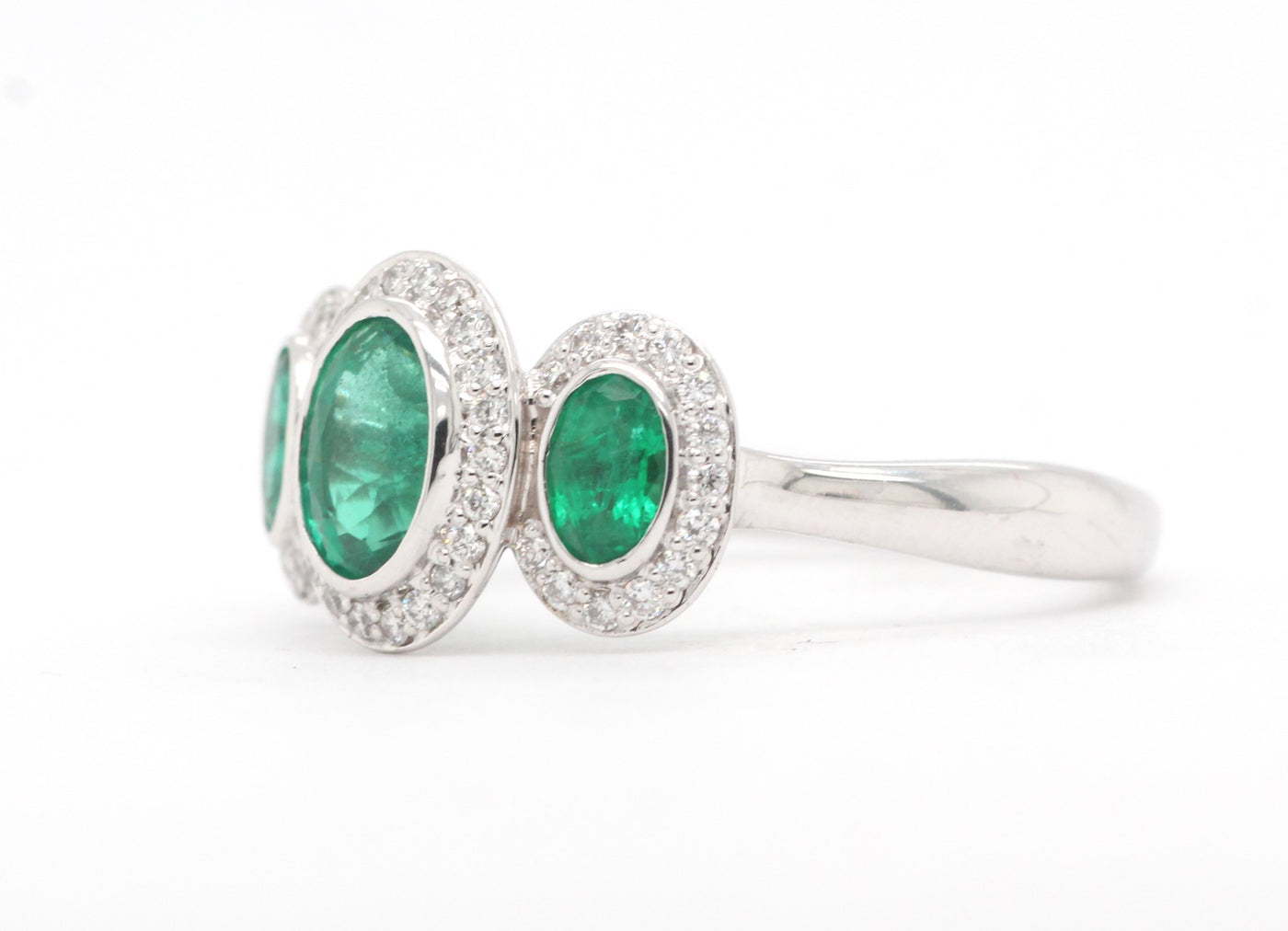 14KW Emerald And Diamond Ring