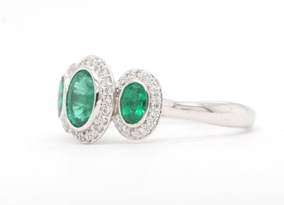 14KW Emerald And Diamond Ring
