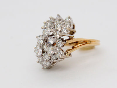 Estate 14KTT 2.10 Cttw Diamond Waterfall Ring H to I in Color and SI1