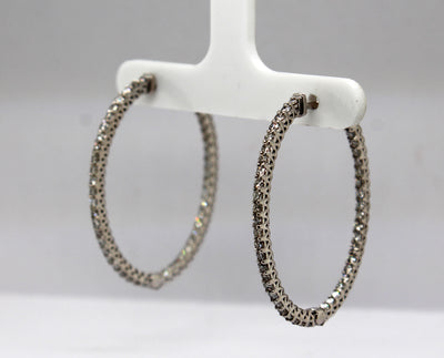 14KW 2.00 Cttw Diamond Hoop Earrings H in Color and SI1 in Clarity