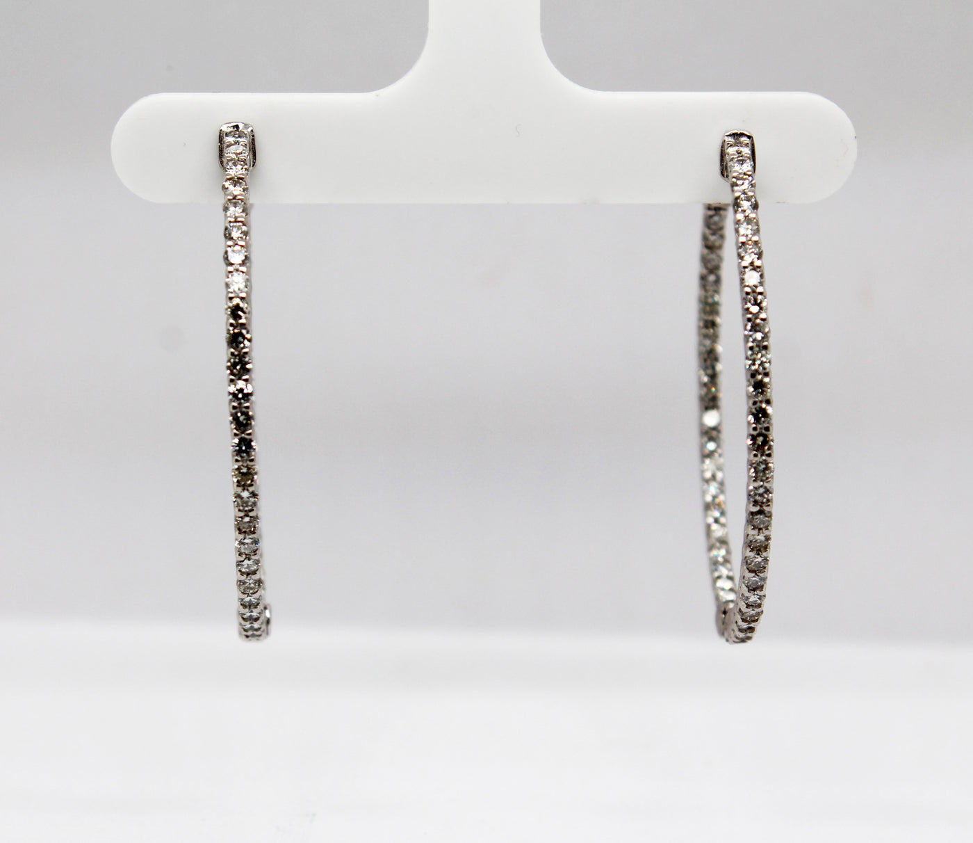 14KW 2.00 Cttw Diamond Hoop Earrings H in Color and SI1 in Clarity