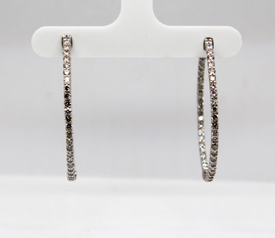 14KW 2.00 Cttw Diamond Hoop Earrings H in Color and SI1 in Clarity