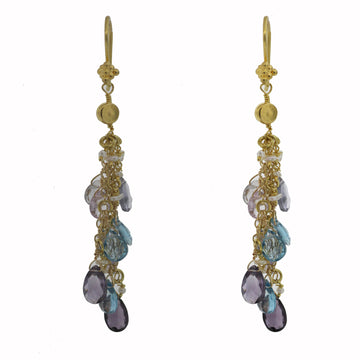 18KY MULTI COLOR STONE EARRINGS
