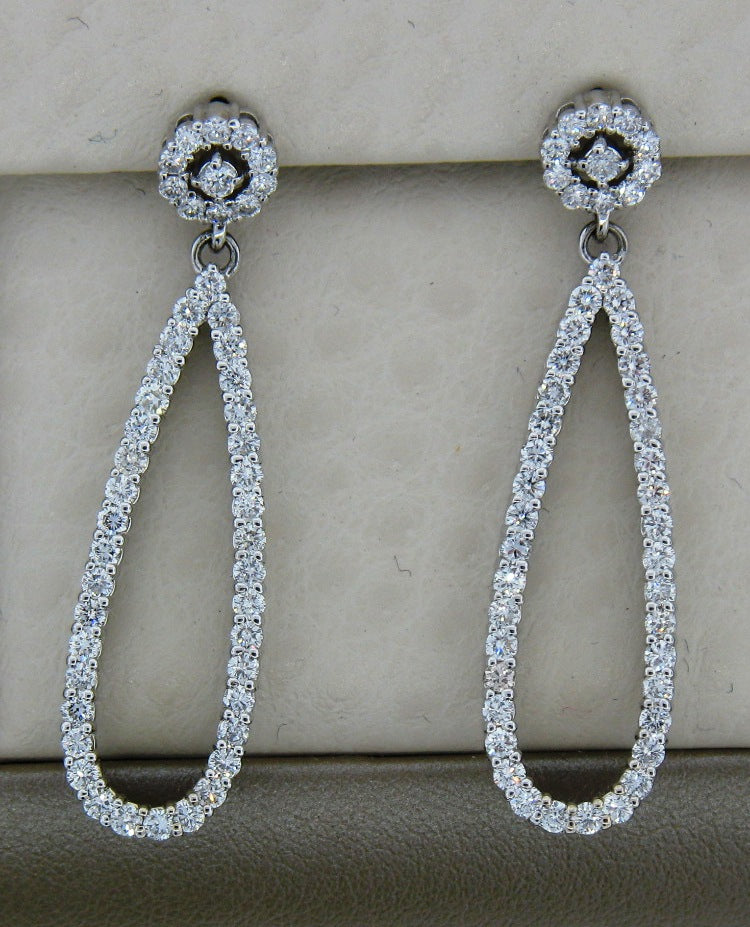 14KW 1.48 CTTW DIAMOND DANGLE EARRINGS