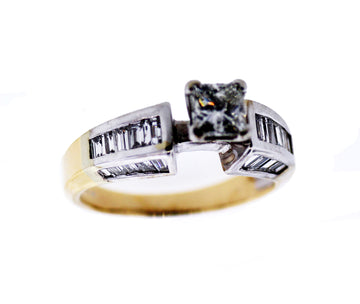 14KTT 1.26 TDW BRIDAL RING .51 CT PC CTR G VS1 .75 TW BG ACCTS