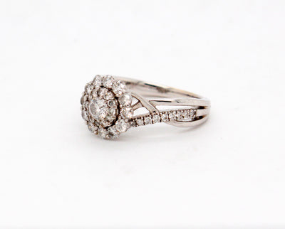 Estate 14KW 1.00 Cttw Diamond Cluster Engagement Ring
