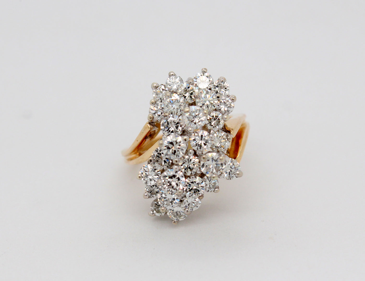 Estate 14KTT 2.10 Cttw Diamond Waterfall Ring H to I in Color and SI1