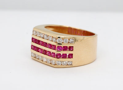 14KY 1.20 Cttw Ruby and 1.00 Cttw Diamond Gents Ring H in Color and SI