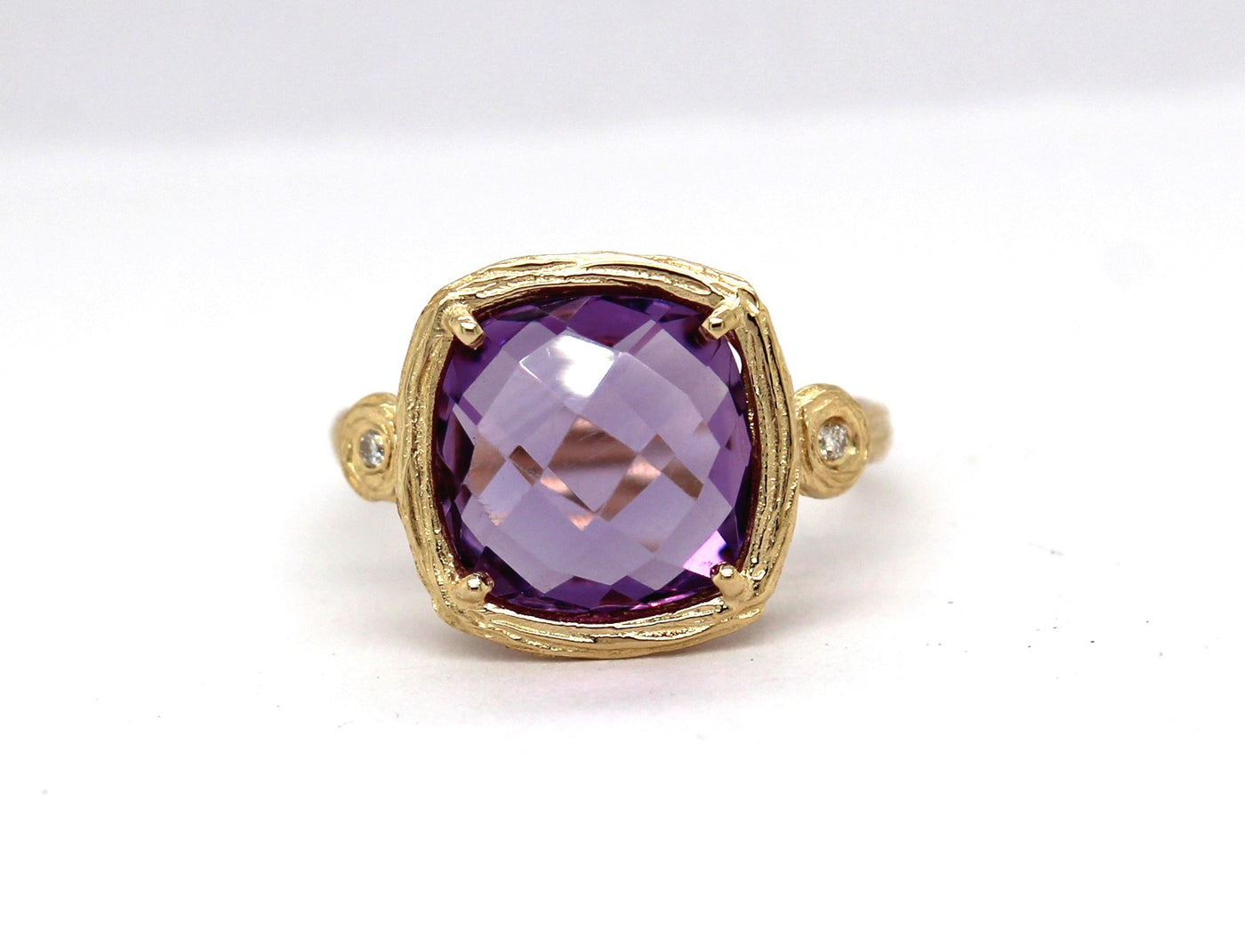 Estate 14KY 4.00 Ct Amethyst and .02 Cttw Diamond ring