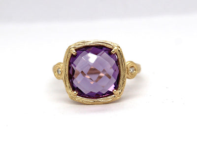 Estate 14KY 4.00 Ct Amethyst and .02 Cttw Diamond ring