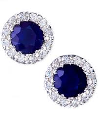 14KW 1.60 Cttw Sapphire And Diamond Earrings