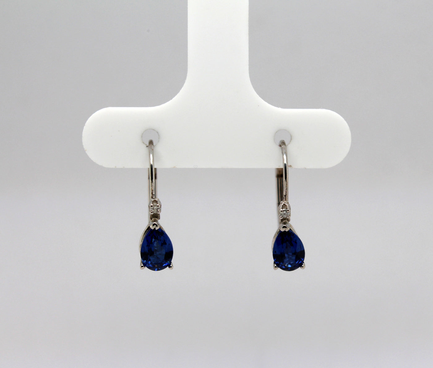 Estate 14KW 1.00 Cttw Sapphire and .02 Cttw Diamond Earrings