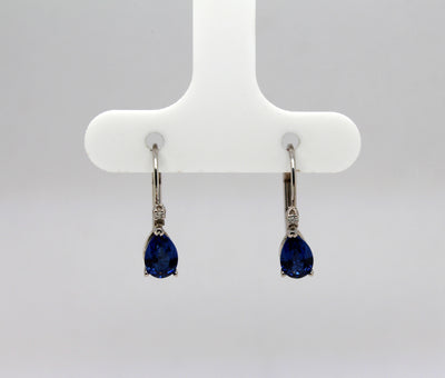 Estate 14KW 1.00 Cttw Sapphire and .02 Cttw Diamond Earrings