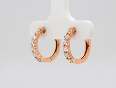14KR .58 Cttw Diamond Small Hoop Earrings