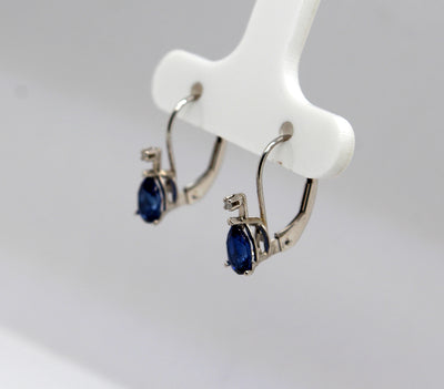 Estate 14KW 1.00 Cttw Sapphire and .02 Cttw Diamond Earrings