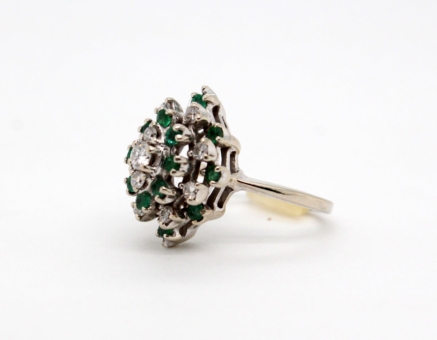 Estate 14KY .32 Cttw Emerald and .27 Cttw Diamond Ring